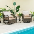 Costway 3Piece Patio Set with 2 Wicker Swivel Rocking Chairs and