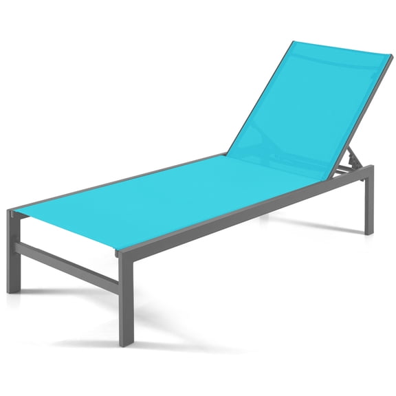 Costway Patio 6-Position Lounge Chair Chaise Aluminium Adjust Recliner, Turquoise