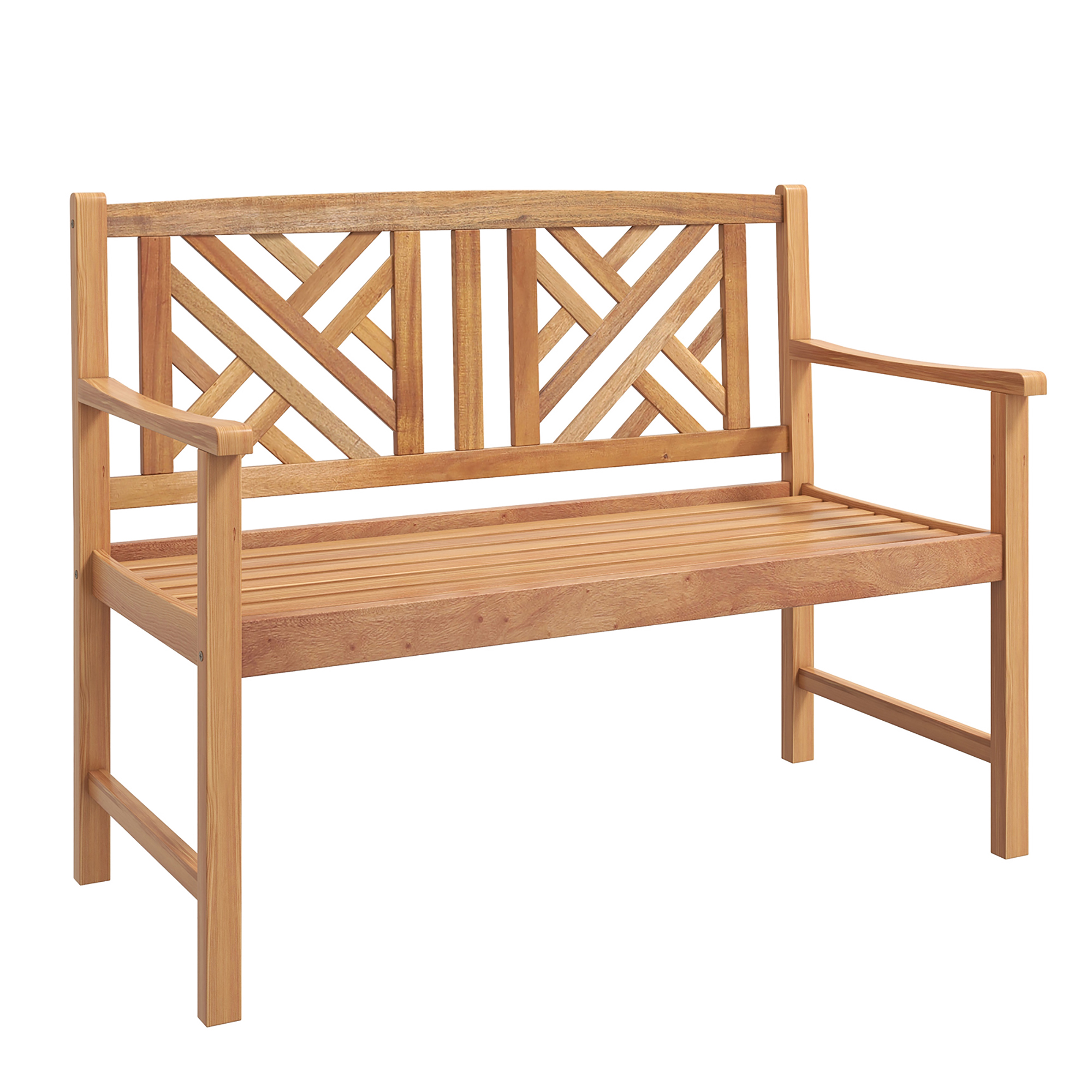 PINGCNG Rustic Outdoor Natural Oak Concrete Lido Bench for Garden