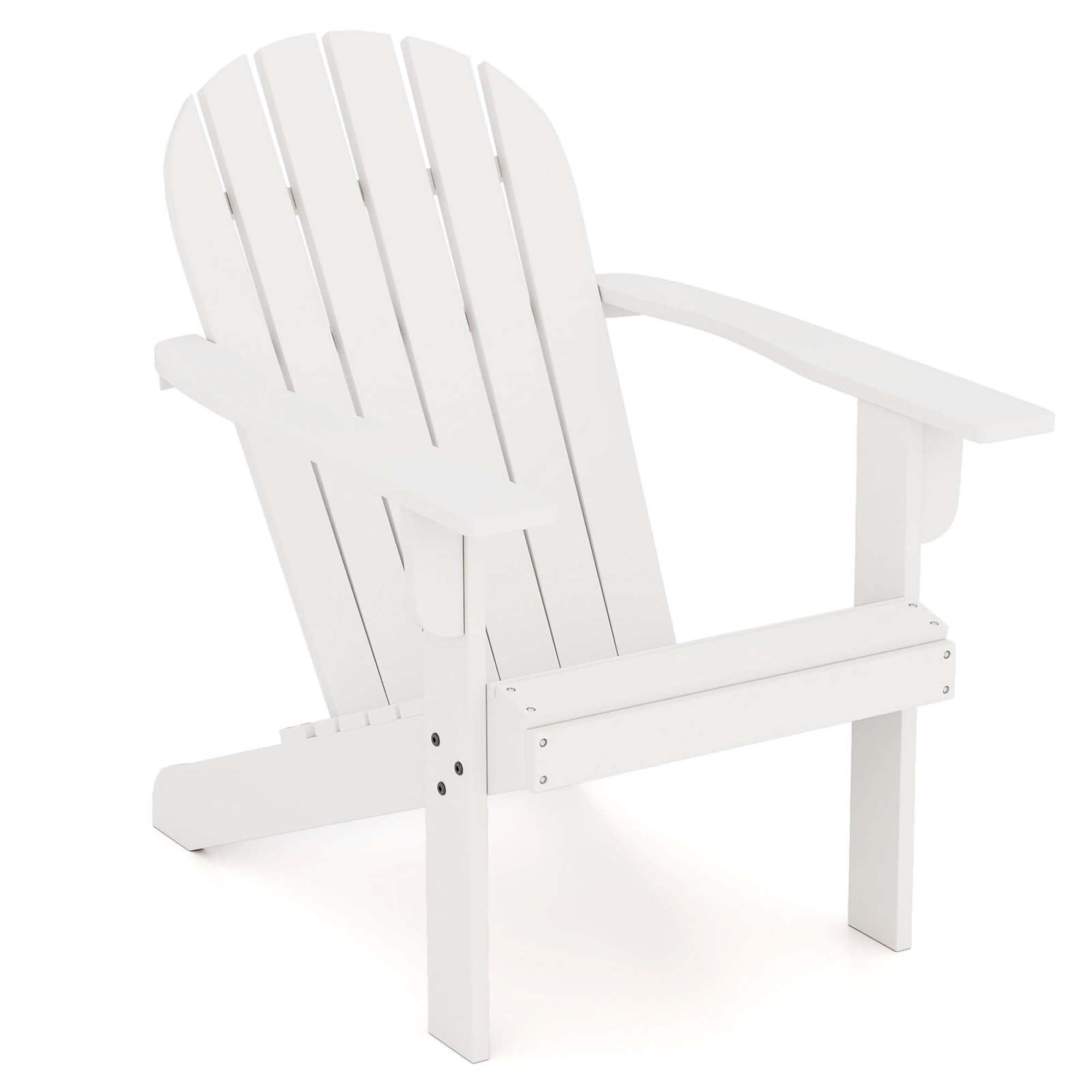 Costway Patio Adirondack Chair with Inclined Seat High Backrest & Wide Armrests White