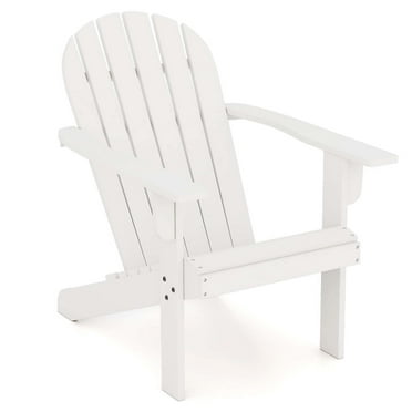 Costway Patio Adirondack Chair with Inclined Seat High Backrest & Wide Armrests White