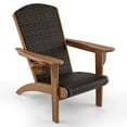 thumbnail image 1 of Costway Patio Adirondack Chair with Rattan Padded Seat Wide Armrests & Hidden Cupholder Brown, 1 of 9