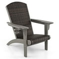 thumbnail image 1 of Costway Patio Adirondack Chair with Rattan Padded Seat Wide Armrests & Hidden Cupholder Gray, 1 of 9