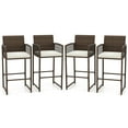 thumbnail image 1 of Costway Patio Bar Stools Set of 4 PE Rattan Bar Height Chairs with Backrests & Armrests, 1 of 9