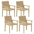 thumbnail image 1 of Costway Patio Chair Set of 4 Rubber Wood Dining Armchairs Paper Rope Woven Seat Balcony, 1 of 8