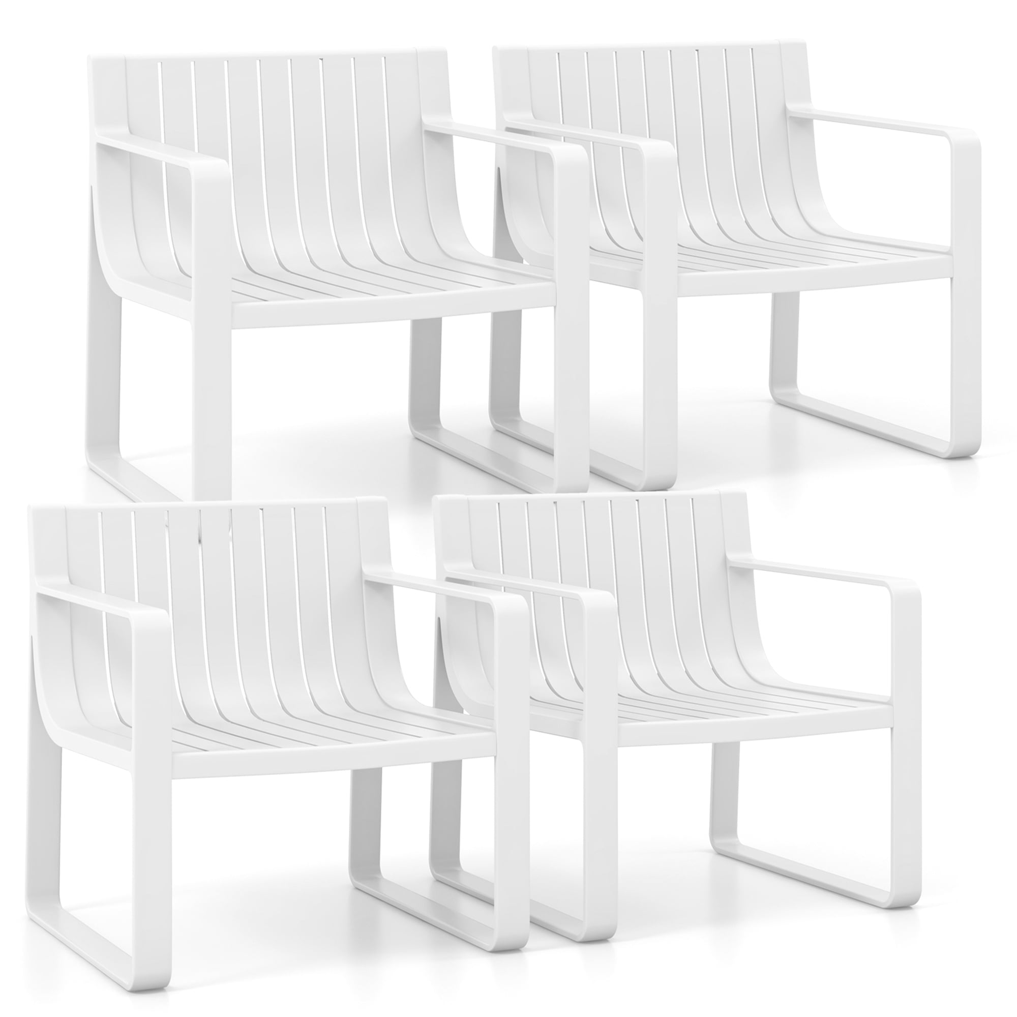 Costway Patio Chairs Set of 4 Weather-resistant Plastic Outdoor Armchairs White