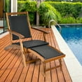 thumbnail image 1 of Costway  Patio Folding Rattan Lounge Chair Wooden Frame W/ Retractable Footrest, 1 of 8