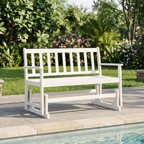 Costway 2-Person Patio Acacia Wood Glider Chair 800 LBS Rocking Loveseat with Armrests