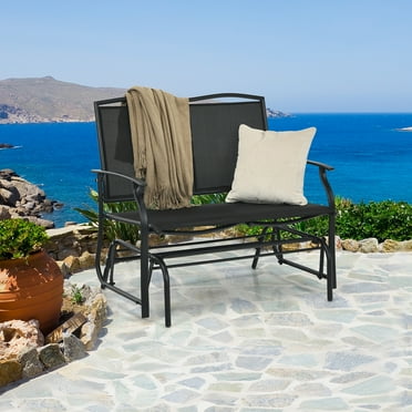 Costway Patio Glider Rocking Bench Double 2 Person Chair Loveseat Garden Black