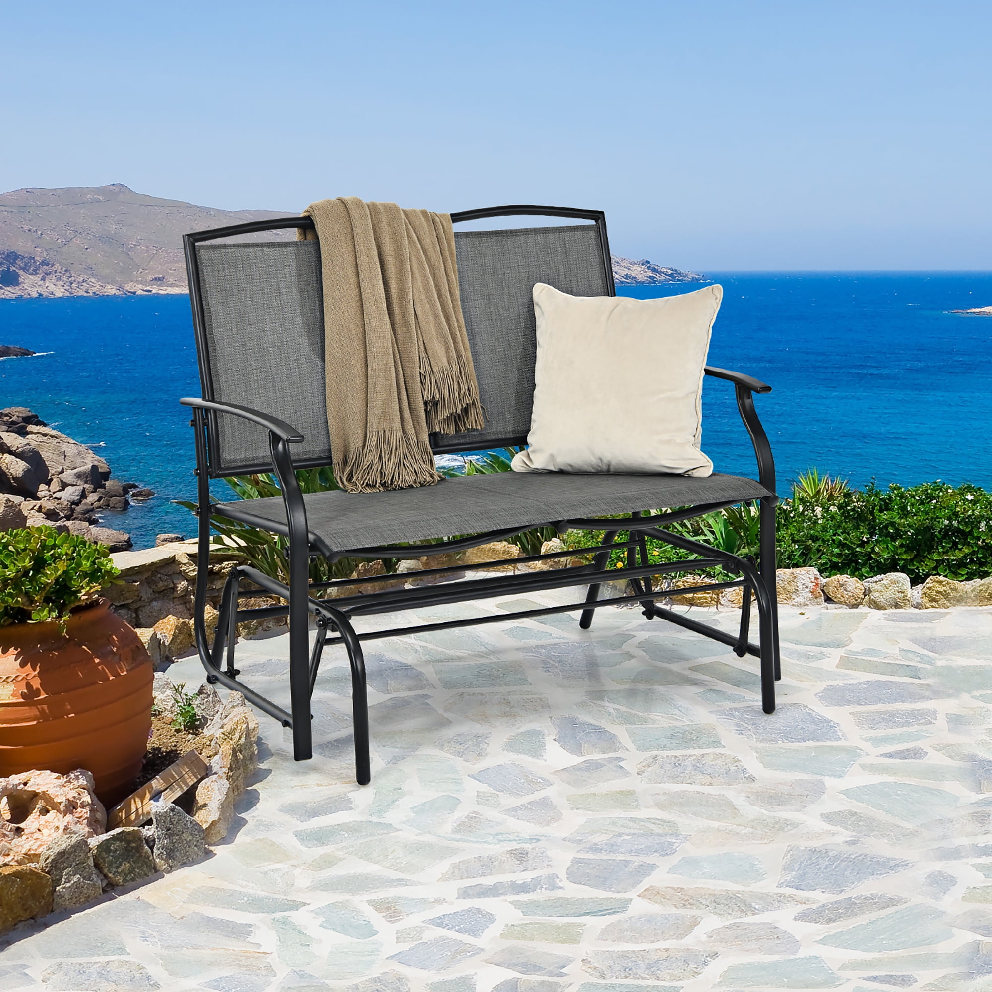 Costway patio glider rocking bench double 2 person chair loveseat hotsell