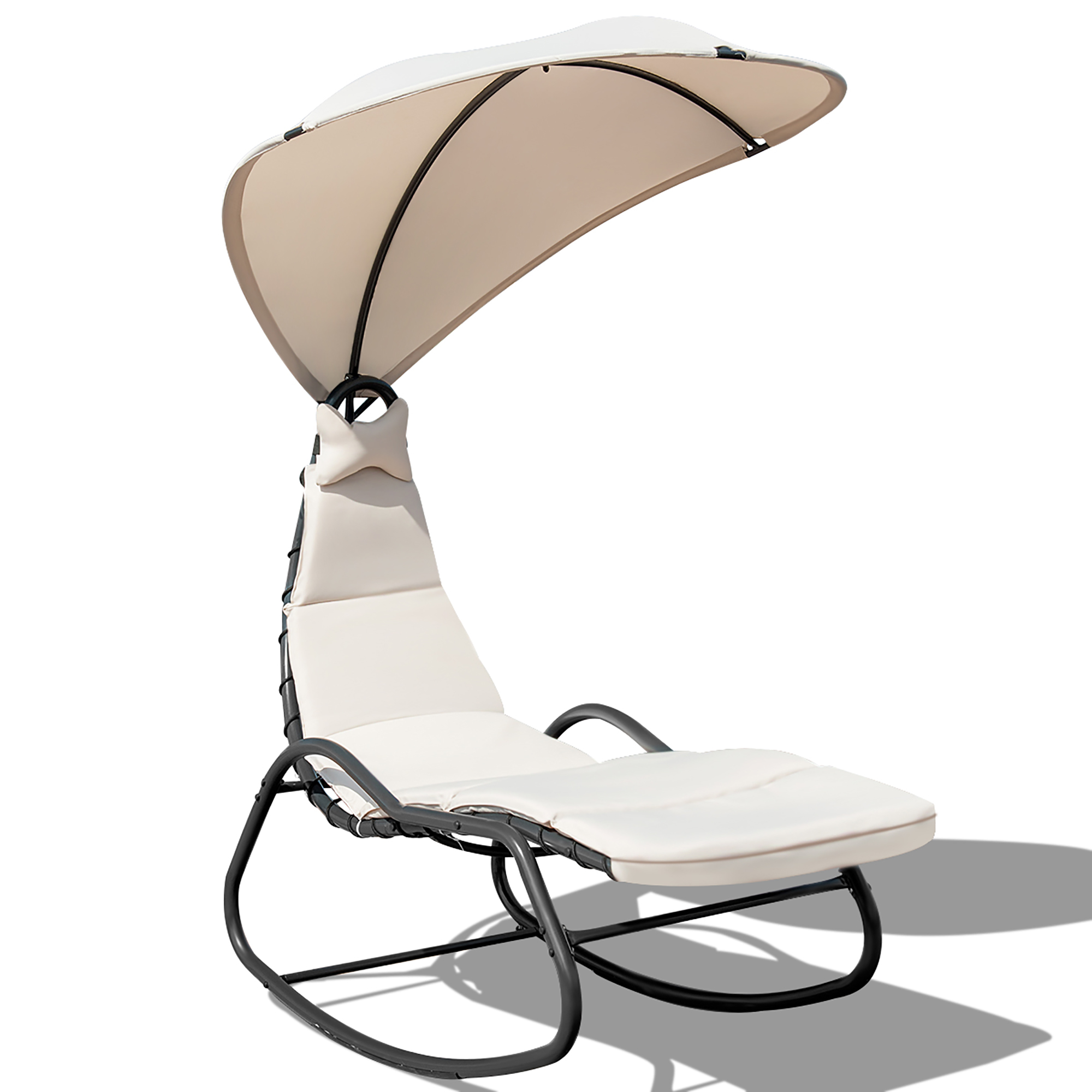 Costway  Patio Hanging Chaise Lounge Swing Canopy Cushion Beige - image 1 of 8