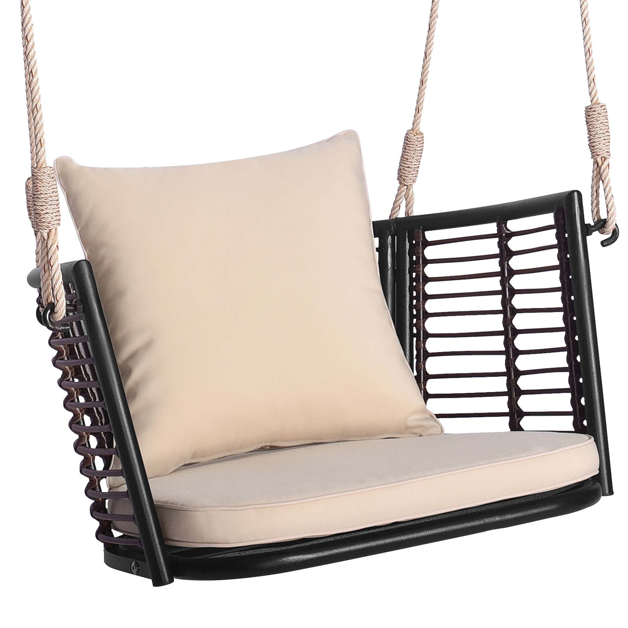 Costway Patio Hanging Rattan Basket Chair Swing Hammock Chair with Seat