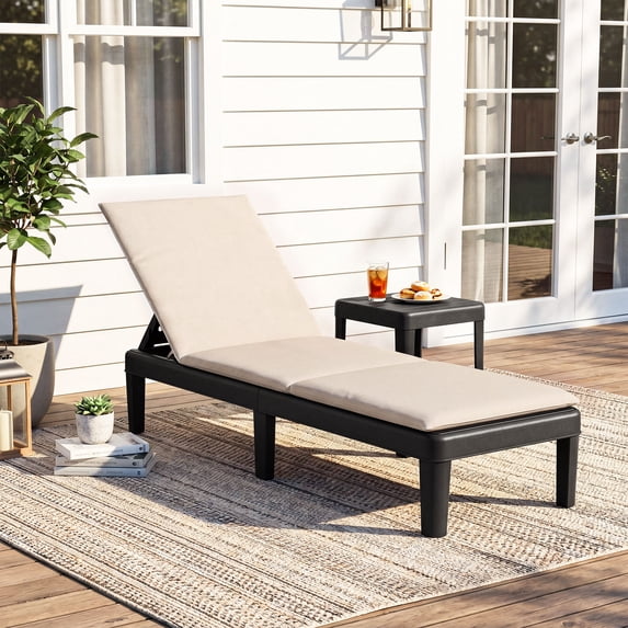 Costway Patio Lounge Chair Recliner Chair with 3-Position Adjustable Backrest & Cushion White