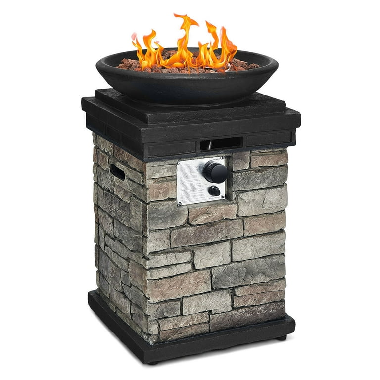 Costway Patio Propane Burning Fire Bowl Column W/ Lava Rocks & Cover 40,000 BTU Costway Patio Propane Burning Fire Bowl Column W/ Lava Rocks & Cover 40,000 BTU