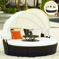 thumbnail image 1 of Costway Patio Rattan Daybed Cushioned Sofa Adjustable Table Top Canopy 3 Pillows, 1 of 11
