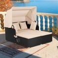 thumbnail image 1 of Costway Patio Rattan Daybed Lounge Retractable Top Canopy Side Tables Cushions Black + Beige, 1 of 10