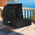 thumbnail image 1 of Costway Patio Rattan Daybed Lounge Retractable Top Canopy Side Tables Cushions Black, 1 of 10