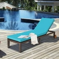 thumbnail image 1 of Costway Patio Rattan Lounge Chair Chaise Recliner Back Adjustable W/Wheels Cushioned Turquoise, 1 of 11