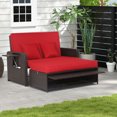 thumbnail image 1 of Costway Patio Rattan Loveseat Set Daybed Lounge Storage Ottoman Side Tables Adjust Red, 1 of 10
