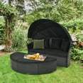 thumbnail image 1 of Costway Patio Round Daybed with Retractable Canopy Rattan Sectional Seating Black, 1 of 8
