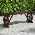 thumbnail image 1 of Costway Patio Rustic Wood Bench with Wagon Wheel Base Slatted Seat Design 710 LBS Max Load, 1 of 9