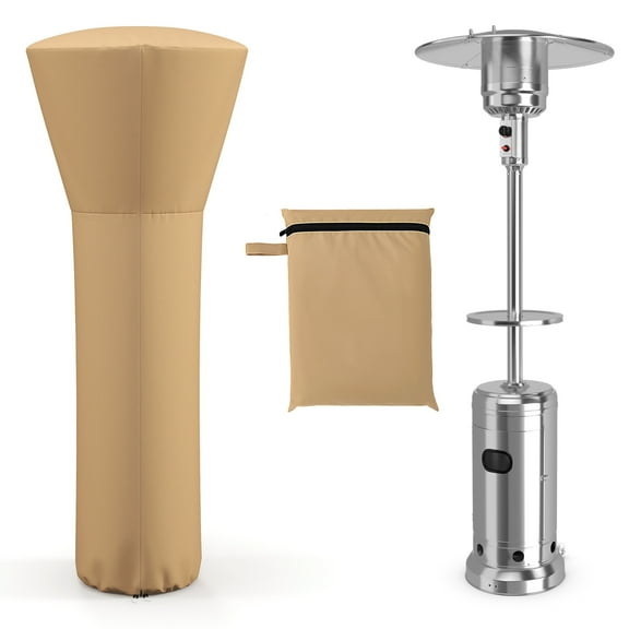 Costway Patio Standing Propane Heater Cover Waterproof W/Zipper and Bag Beige