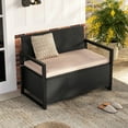 thumbnail image 1 of Costway Patio Storage Bench Wicker Loveseat with Built-in Storage & Long Seat Cushion Black, 1 of 9