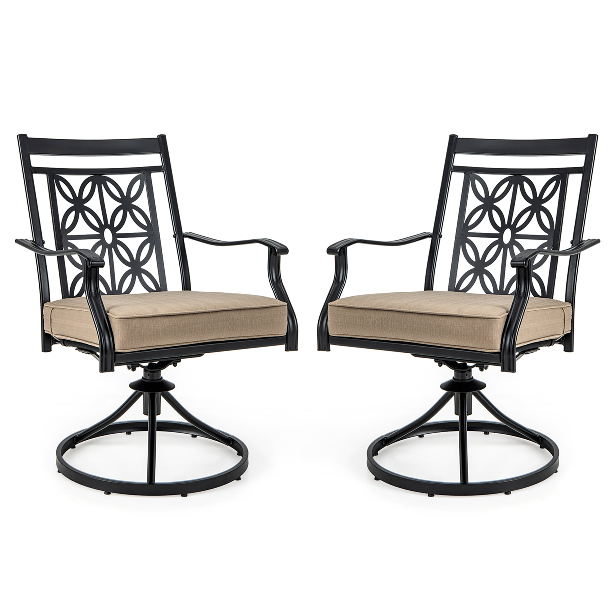 Costway Patio Swivel Chair 2 PCS Outdoor Bistro Dining Chair Blossom