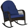 thumbnail image 1 of Costway Patio Wicker Rocking Chair with Seat Back Cushions & Lumbar Pillow Porch Blue, 1 of 9