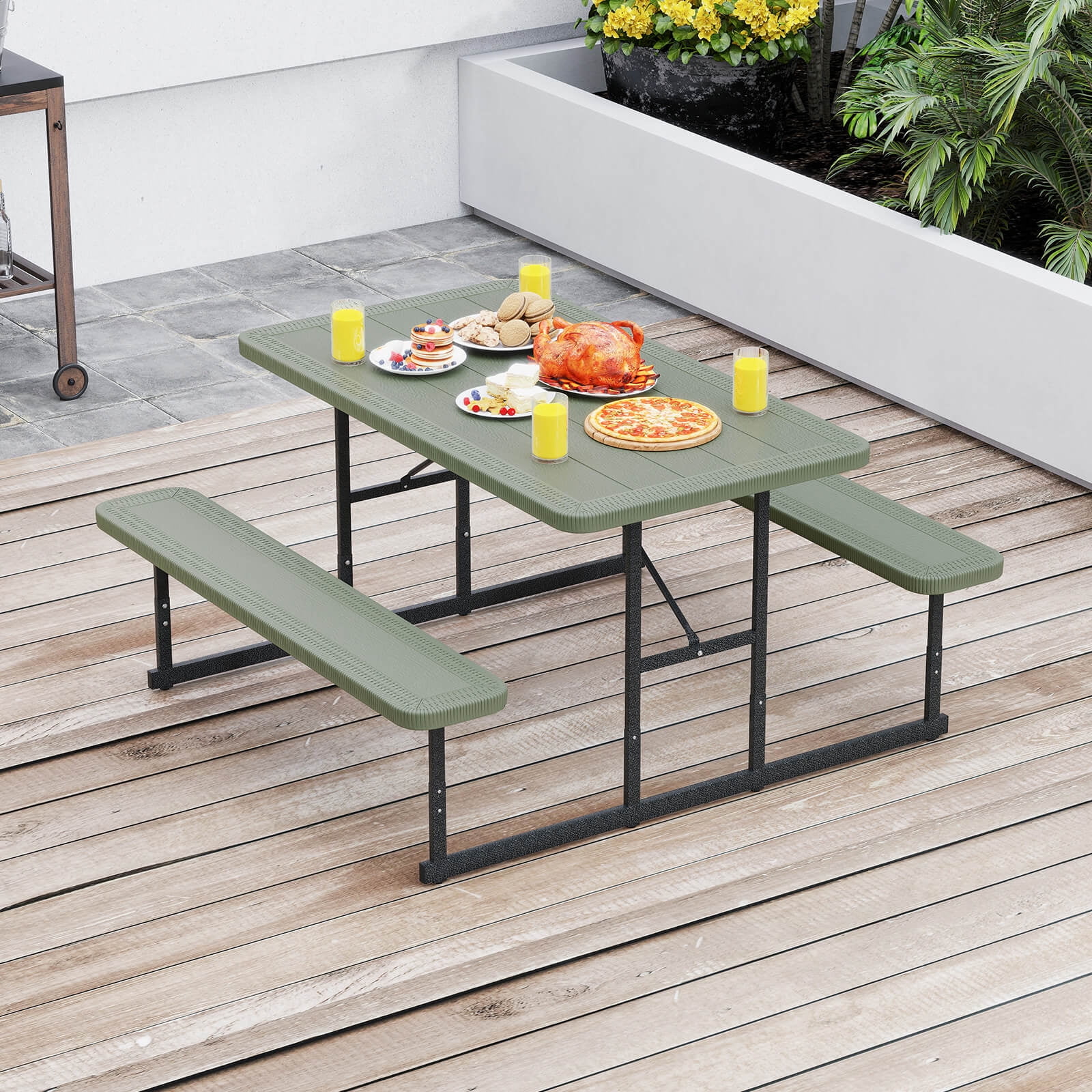Costway Picnic Table Bench Set for 2-4 People Outdoor Rectangular