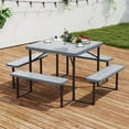 thumbnail image 1 of Costway Picnic Table Bench Set for 4-8 People with Umbrella Hole All-Weather HDPE Tabletop Gray, 1 of 11