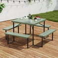 thumbnail image 1 of Costway Picnic Table Bench Set for 4-8 People with Umbrella Hole All-Weather HDPE Tabletop Green, 1 of 11