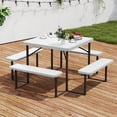 thumbnail image 1 of Costway Picnic Table Bench Set for 4-8 People with Umbrella Hole All-Weather HDPE Tabletop White, 1 of 11