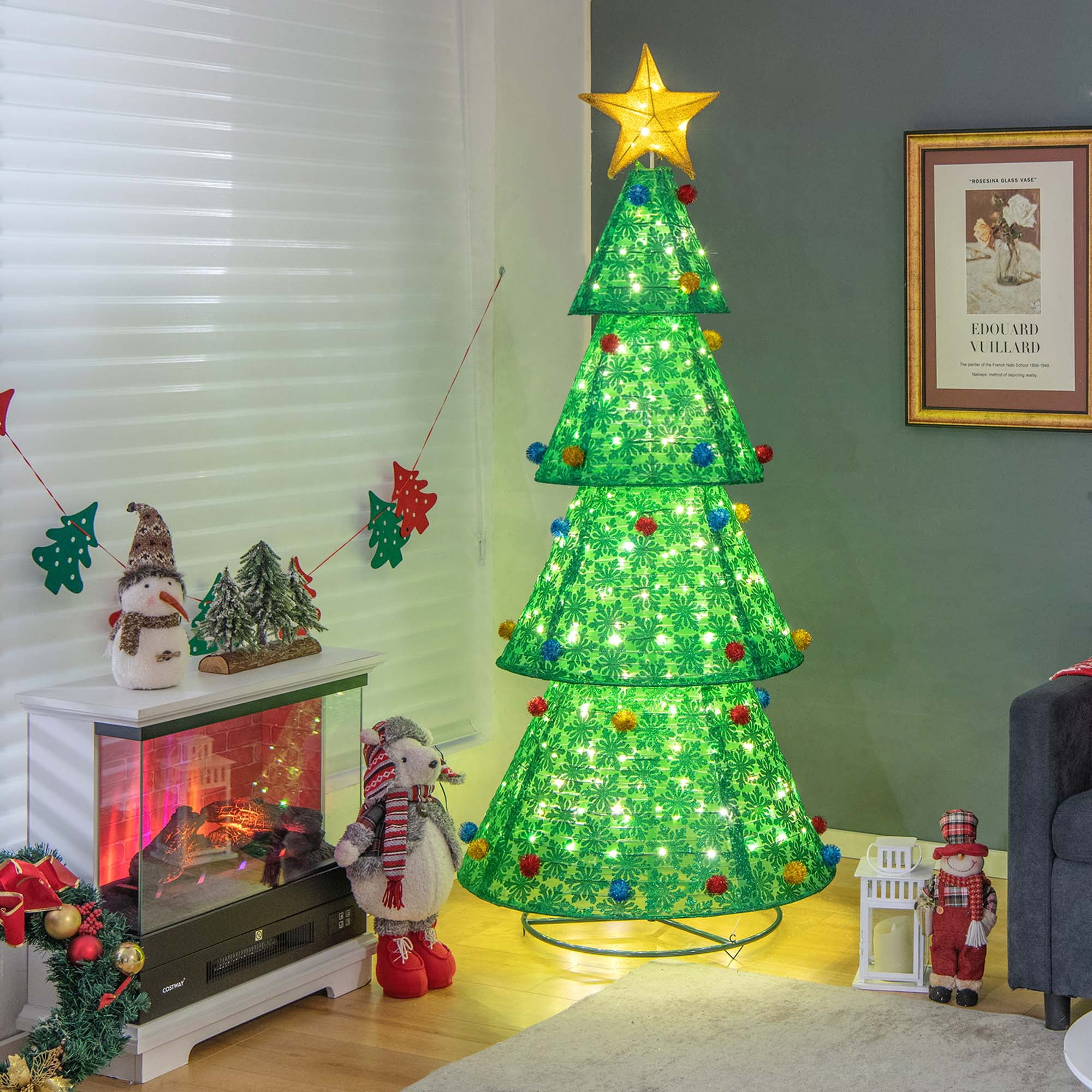 Costway PopUp Christmas Tree PullUp Artificial Xmas Collapsible