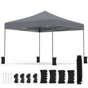 Costway Pop up Canopy Tent, Heavy-duty Easy Setup Gazebo Shelter with Wheeled Bags Gray