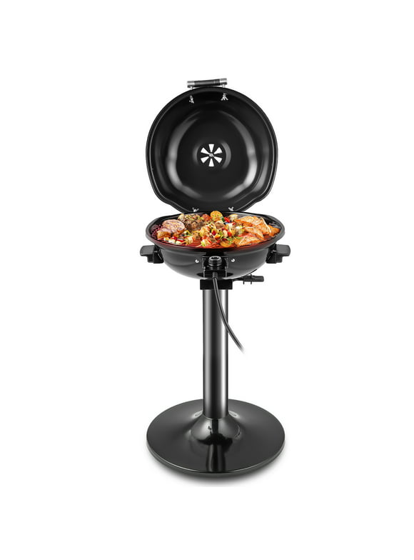 Costway Portable 1600W Electric BBQ Grill withTemperature Control & Grease Collector Black