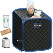 Costway Portable 2L Steam Sauna Spa Tent w/Chair Black