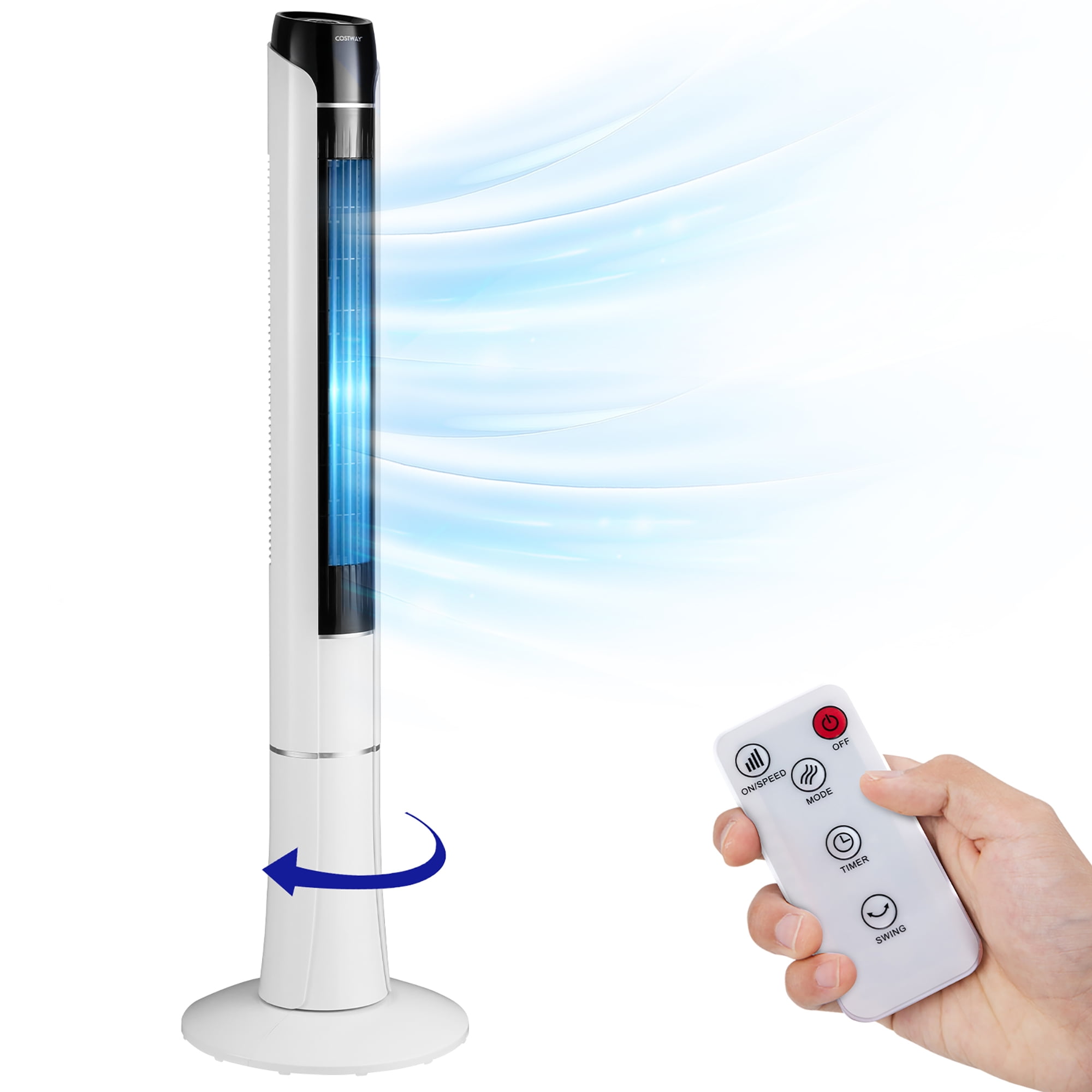 Costway Portable 48'' Tower Fan 80 °Oscillating Bladeless Fan w/Remote u0026  LED Control - Walmart.com