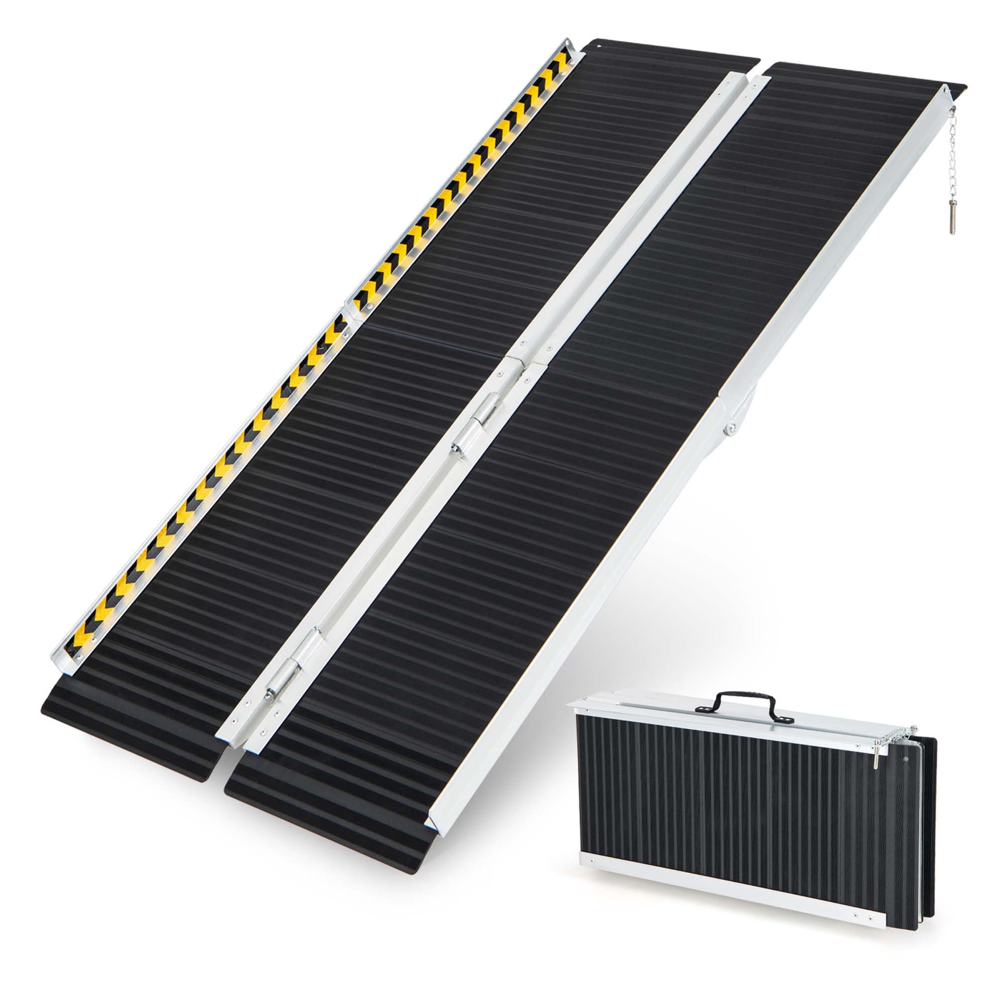 Costway Portable Folding Wheelchair Ramp, 5 FT Aluminum Ramp with ...