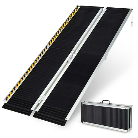 Costway Portable Aluminum Wheelchair Ramp 6 FT with Transition Plate & Non-slip Surface