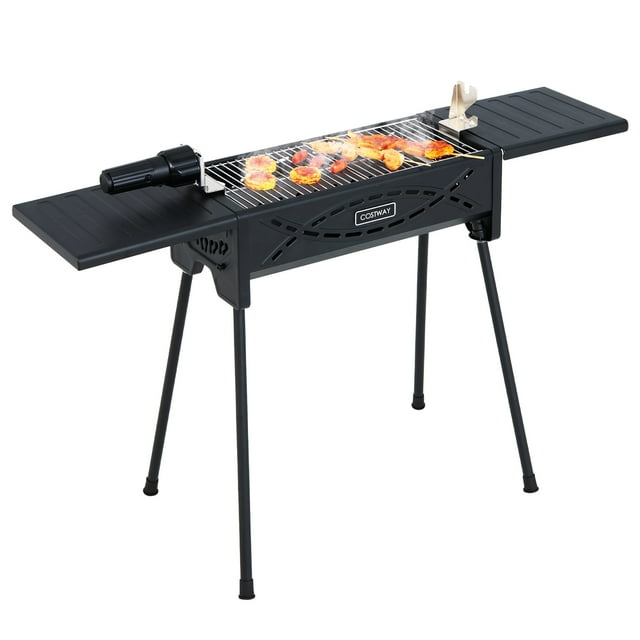 Costway Portable Charcoal Grill w/ Electric Roasting Fork, Removable