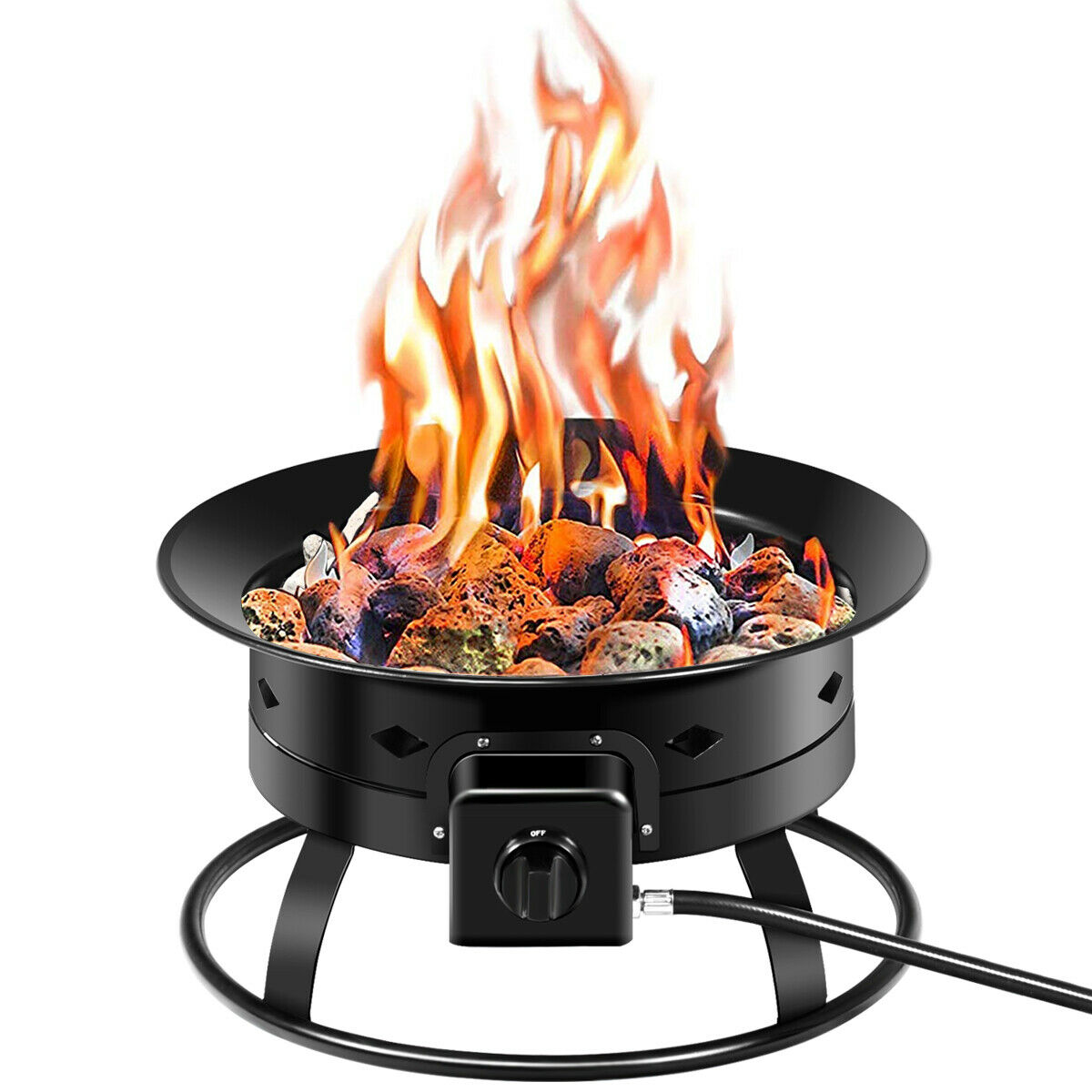 Costway Portable Propane Gas Fire Pit for Patio, 19 in. W x 12 in. H ...