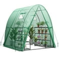 thumbnail image 1 of Costway Portable Greenhouse with 2 Zippered Doors 2 Roll-up Screen Windows 6 x 6 x 6.6 FT Green, 1 of 11
