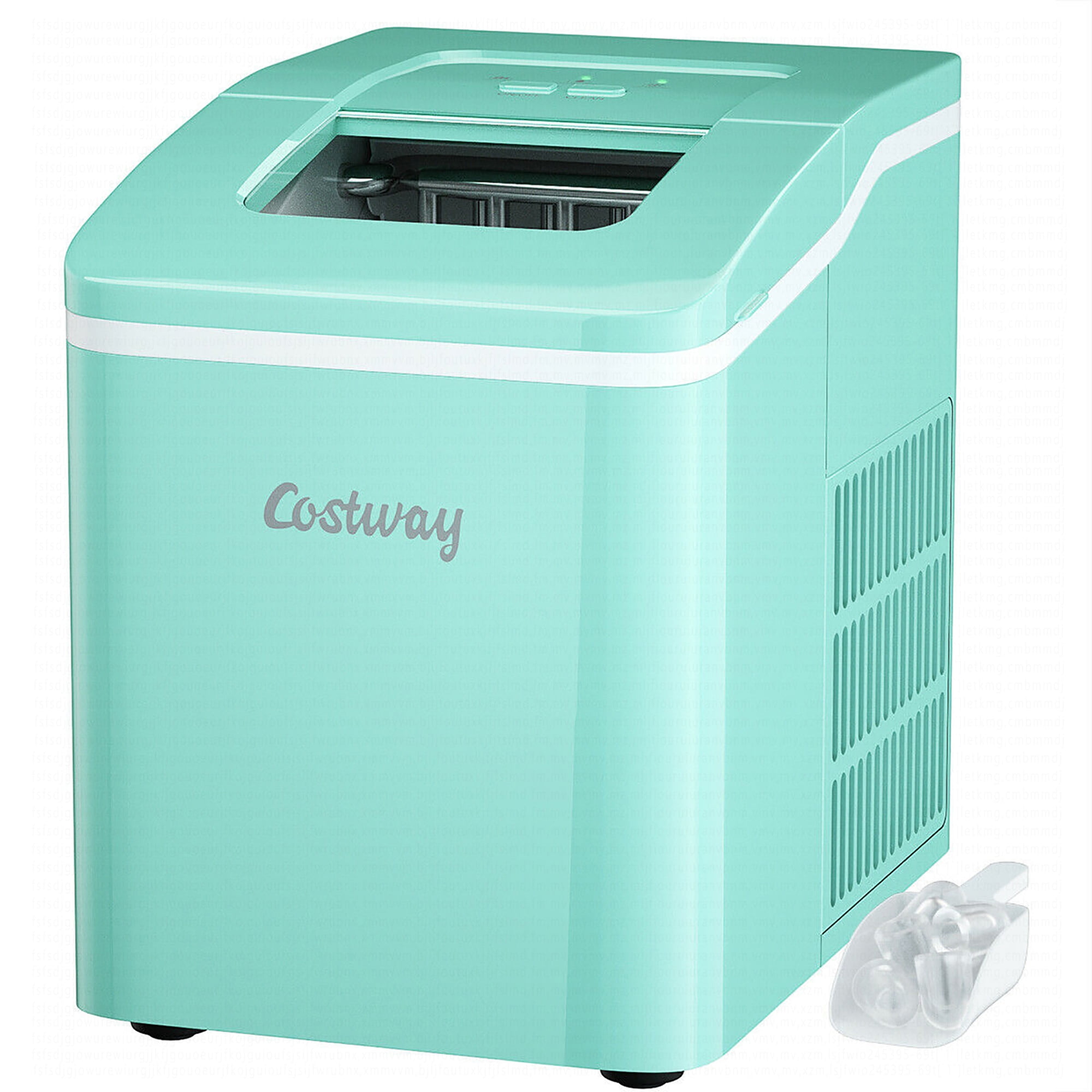 Costway Compact Small Electric Home Ice Maker, Portable Machine, 26Lbs/24H Self-cleaning w/ Scoop, Green