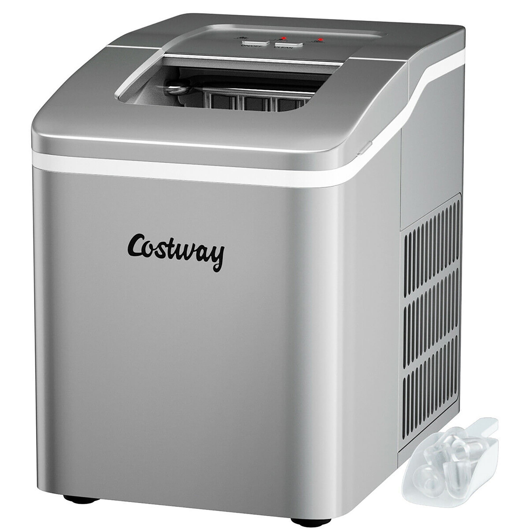 Portable Self-Clean Countertop Ice Maker with Ice Basket and Scoop - Costway