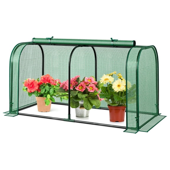 Costway Portable Mini Greenhouse 47" x 22" x 24" Outdoor Indoor Tunnel Greenhouse Green