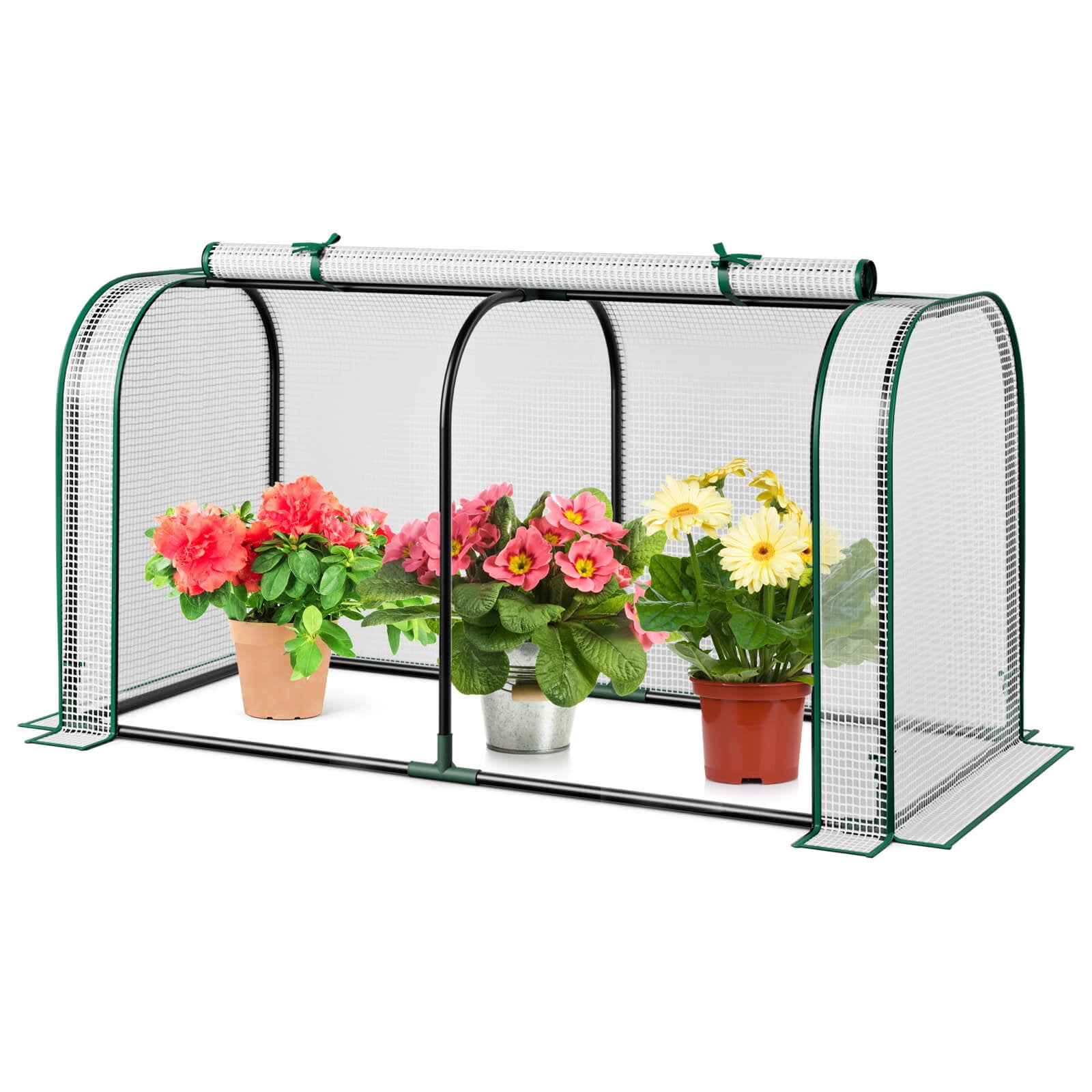 Costway Portable Mini Greenhouse 47" x 22" x 24" Outdoor Indoor Tunnel Greenhouse White