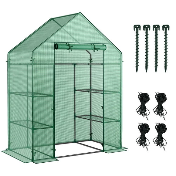 Costway Portable Mini Walk In Outdoor 4 Tier 8 Shelves Greenhouse