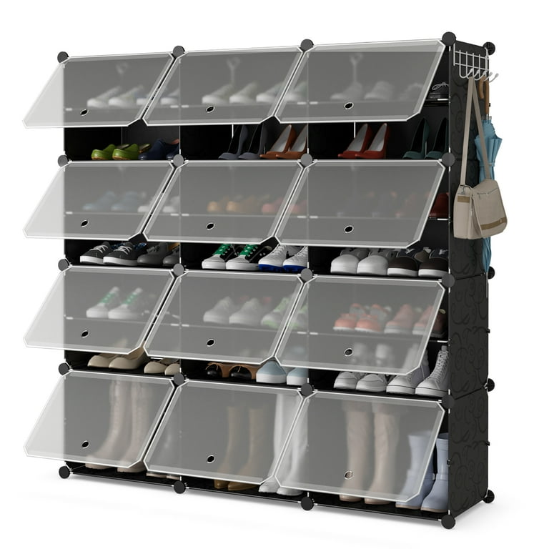 16~60 Pairs Shoe Rack Organizer Shoe Organizer ExpandableShoe Shelf w/Side  Hooks