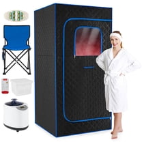 Costway Portable Steam Sauna Box, Extra-Large 35” x 35” x 71” Tent,Personal Home Spa Blue